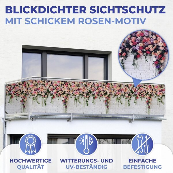 Schermo da balcone 500x85 cm Roses - Maximex