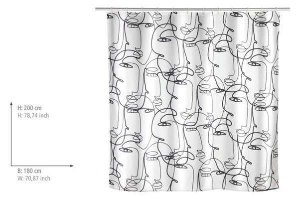 Tenda da doccia bianca e nera Faces - Wenko