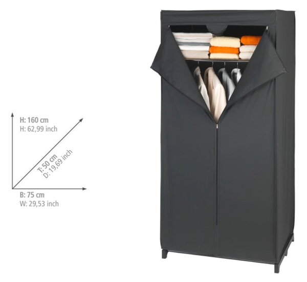 Armadio in tessuto nero 75x160 cm Deep Black - Wenko