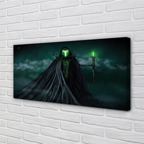 Quadro su tela Forma oscura di fuoco verde 100x50 cm