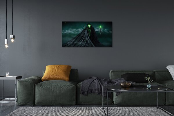 Quadro su tela Forma oscura di fuoco verde 100x50 cm