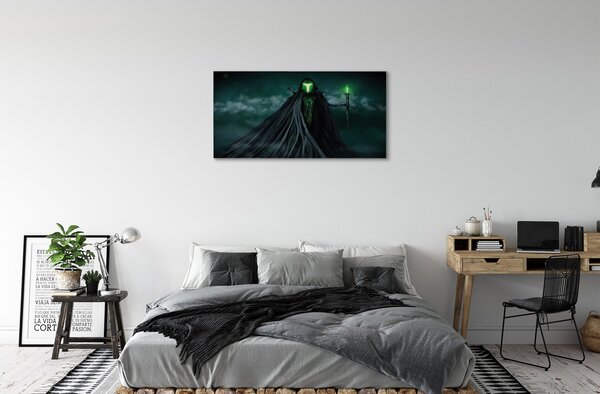Quadro su tela Forma oscura di fuoco verde 100x50 cm