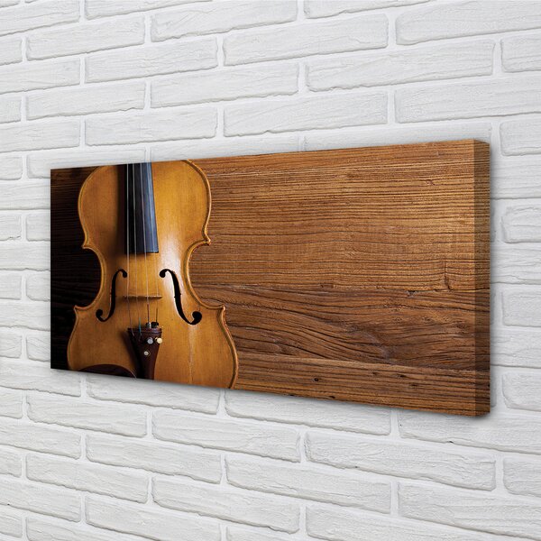Quadro su tela Violino sul legno 100x50 cm