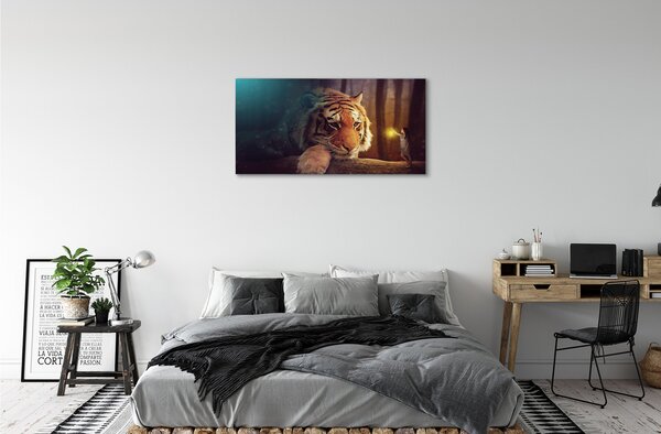 Quadro su tela Tiger Forest Man 100x50 cm