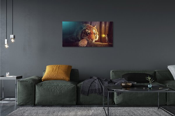 Quadro su tela Tiger Forest Man 100x50 cm