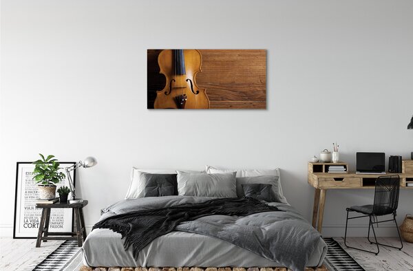 Quadro su tela Violino sul legno 100x50 cm