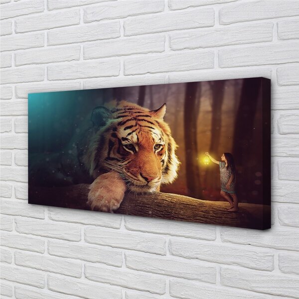 Quadro su tela Tiger Forest Man 100x50 cm