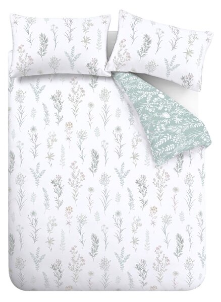 Biancheria da letto in cotone verde e bianco per letto matrimoniale 200x200 cm Wild Flowers - Bianca