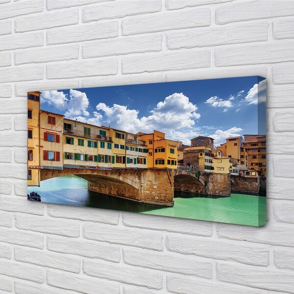 Quadro stampa su tela Italia Bridges River Buildings 100x50 cm
