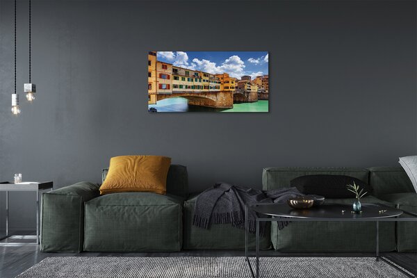 Quadro stampa su tela Italia Bridges River Buildings 100x50 cm