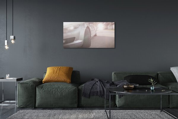 Quadro su tela Silver Auto Trees Street 100x50 cm