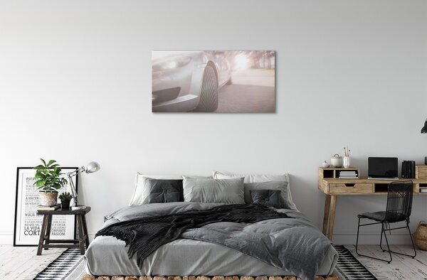 Quadro su tela Silver Auto Trees Street 100x50 cm