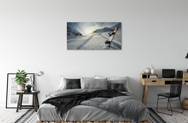 Stampa quadro su tela Scheda sulla neve delle montagne 100x50 cm