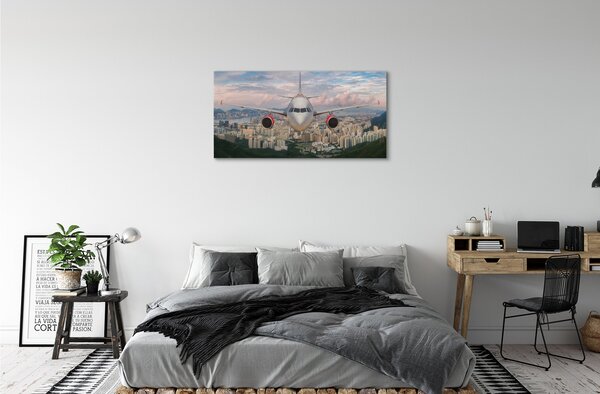 Quadro su tela Aeromobili della città delle montagne 100x50 cm