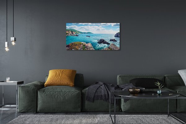 Quadro su tela Montagne del mare della Grecia 100x50 cm