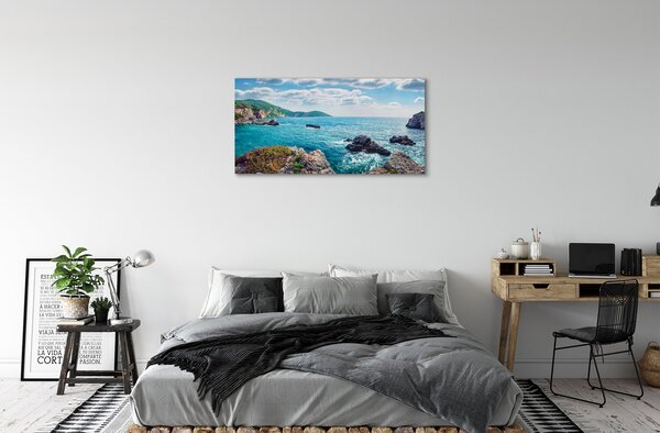 Quadro su tela Montagne del mare della Grecia 100x50 cm