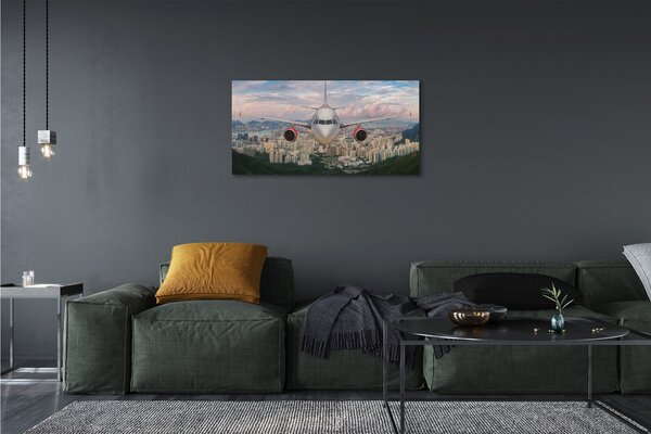 Quadro su tela Aeromobili della città delle montagne 100x50 cm