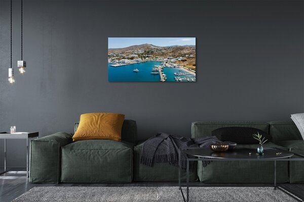 Quadro su tela Costa della Grecia della città di montagna 100x50 cm