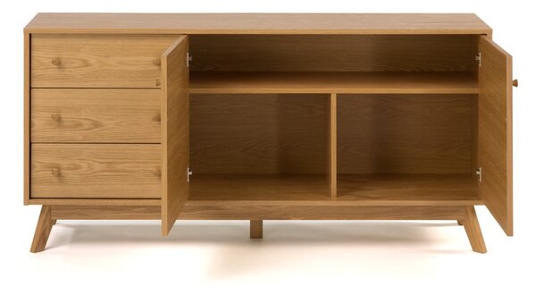 Cassettiera bassa in rovere decorato in colore naturale 149x75 cm Kensal - Woodman