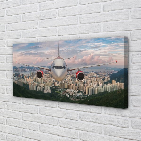 Quadro su tela Aeromobili della città delle montagne 100x50 cm