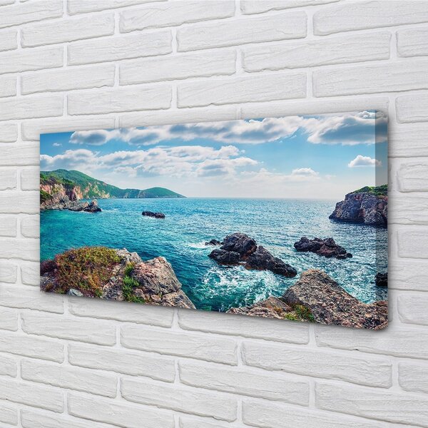 Quadro su tela Montagne del mare della Grecia 100x50 cm
