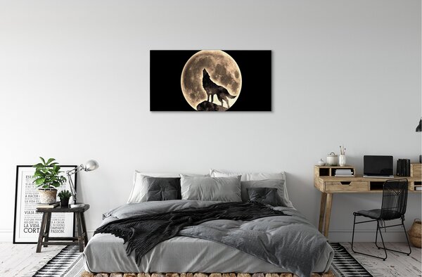 Quadro su tela Lupo di luna 100x50 cm