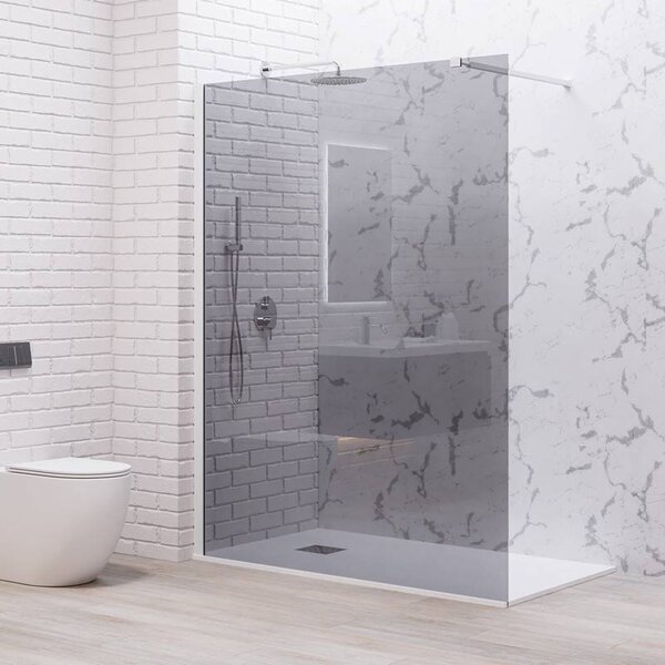 Kamalu doccia walkin 80 cm vetro fume profilo bianco | kw1000fb