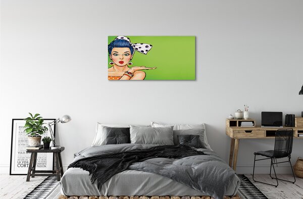Quadro su tela Donna rossa bocca di un arco 100x50 cm