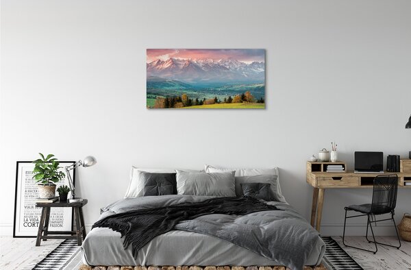Quadro su tela Montagne di campo 100x50 cm