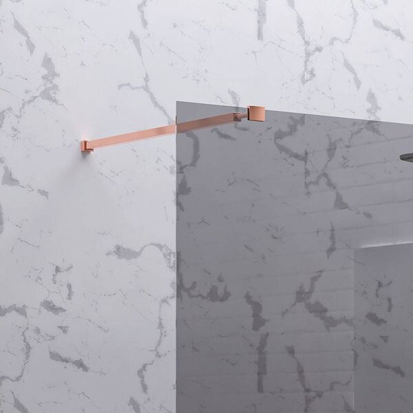 Kamalu parete doccia walkin 90 cm vetro fumé profilo oro rosa | kw1000fgr