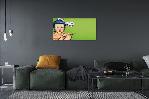 Quadro su tela Donna rossa bocca di un arco 100x50 cm