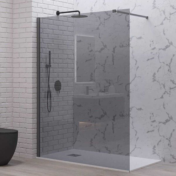 Kamalu doccia walk in 100 cm vetro fumè e profilo gun metal | kw-100gmf