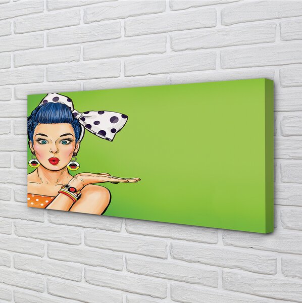 Quadro su tela Donna rossa bocca di un arco 100x50 cm