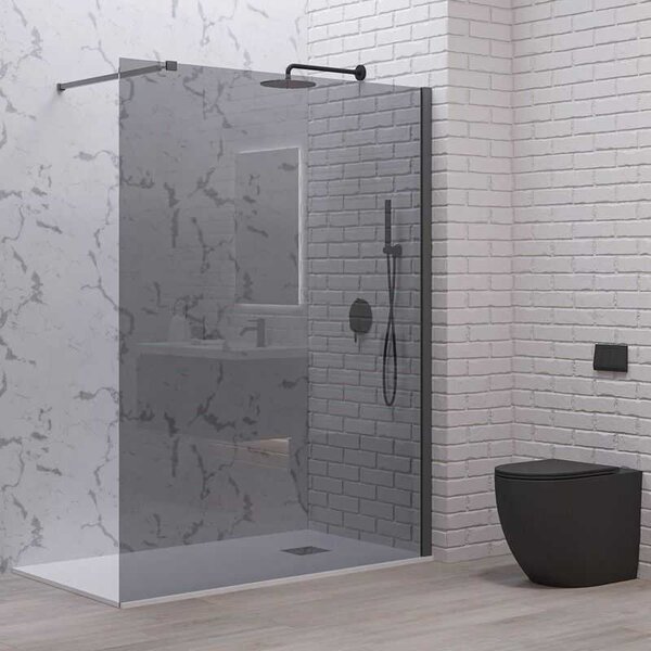 Kamalu doccia walk in 100 cm vetro fumè e profilo gun metal | kw-100gmf