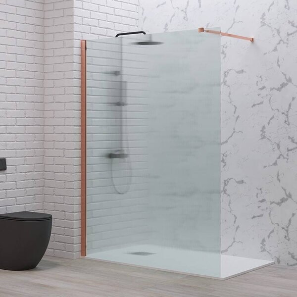Kamalu doccia walkin 90 cm vetro scanalato profilo oro rosa | kw1000flgr