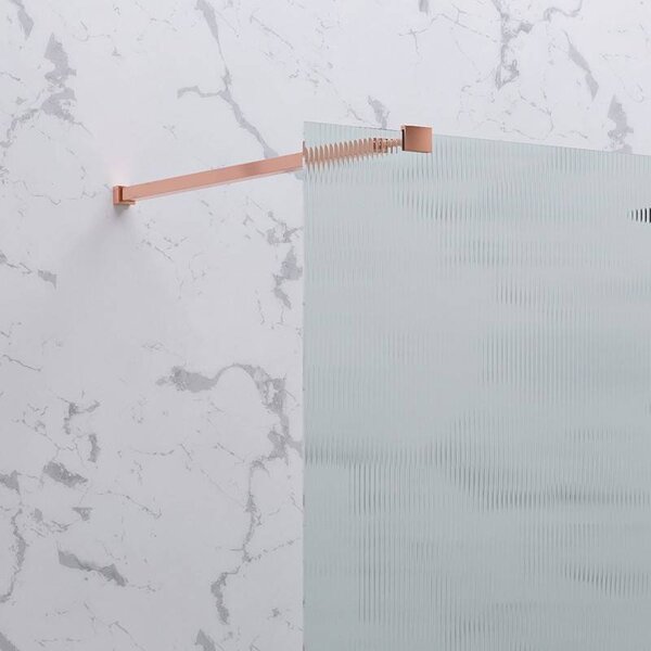 Kamalu doccia walkin 90 cm vetro scanalato profilo oro rosa | kw1000flgr