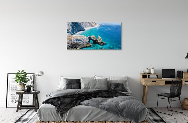 Quadro su tela Grecia Beach Sea Coast 100x50 cm