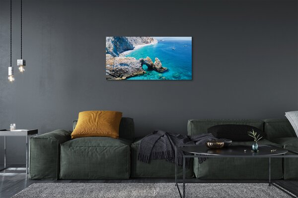 Quadro su tela Grecia Beach Sea Coast 100x50 cm