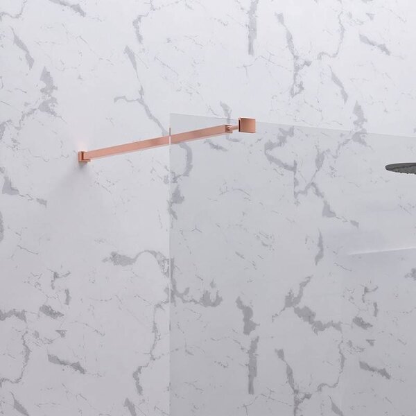 Kamalu doccia walkin 80 cm vetro trasparente profilo oro rosa | kw1000gr