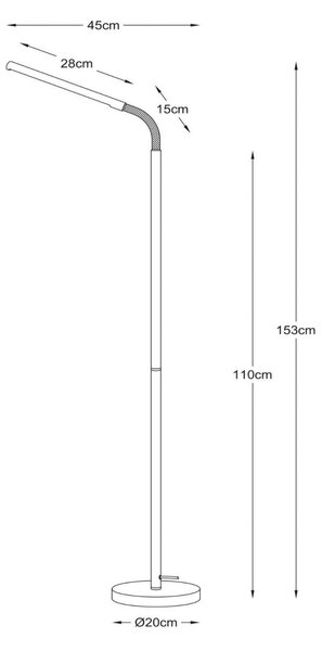 Lucide Piantana LED Gilly, bianca, flessibile, metallo, altezza 153 cm