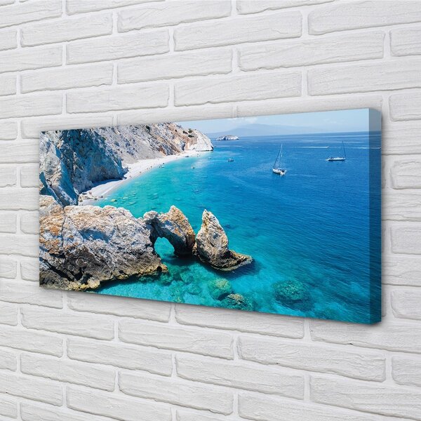 Quadro su tela Grecia Beach Sea Coast 100x50 cm