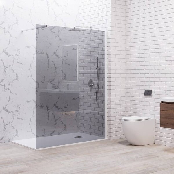 Kamalu doccia walkin 90 cm vetro fume profilo bianco | kw1000fb