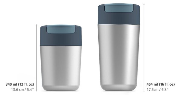 Tazza da viaggio in blu scuro-argento 450 ml Sipp - Joseph Joseph