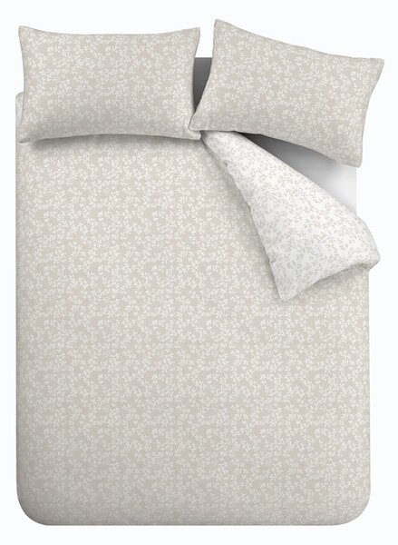 Biancheria da letto singola in cotone beige e bianco 135x200 cm Shadow Leaves - Bianca