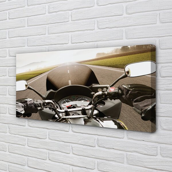 Quadro su tela Moto Mountain Mountain Road Sky 100x50 cm