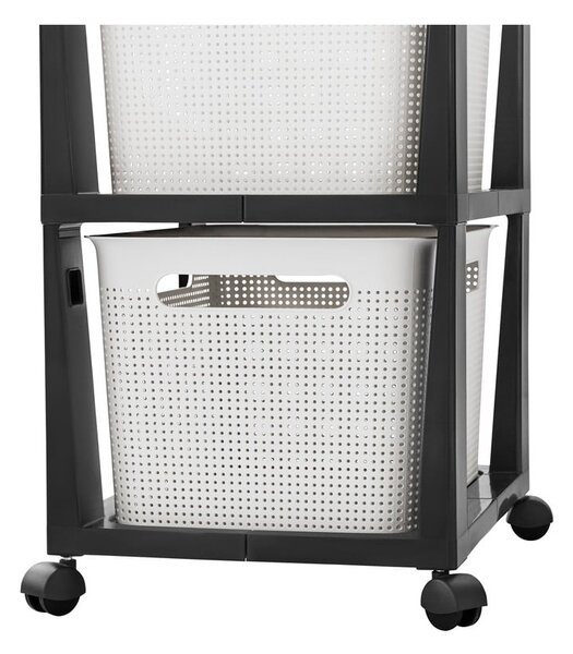 Scaffale mobile in plastica bianco/nero 30x77 cm Brisen - Rotho