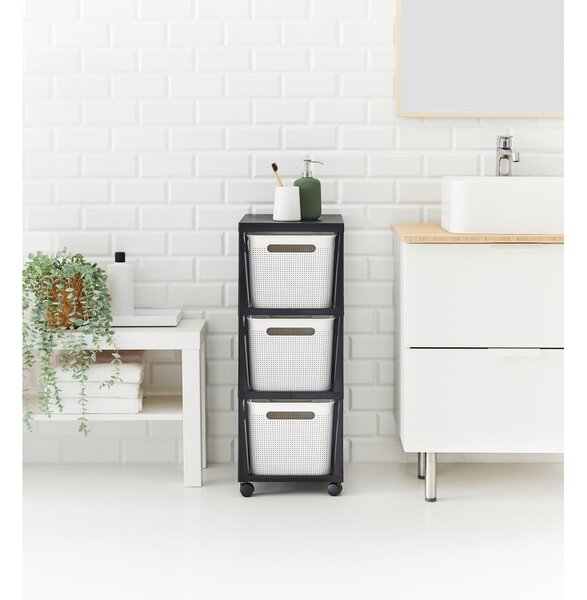 Scaffale mobile in plastica bianco/nero 30x77 cm Brisen - Rotho
