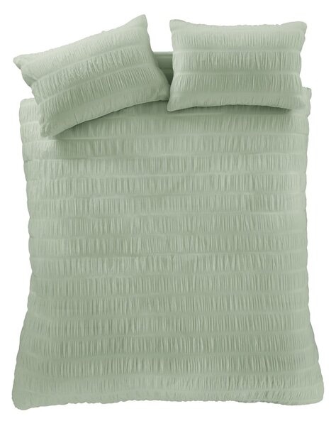 Biancheria da letto in crêpe verde chiaro per letto singolo 135x200 cm Seersucker - Catherine Lansfield