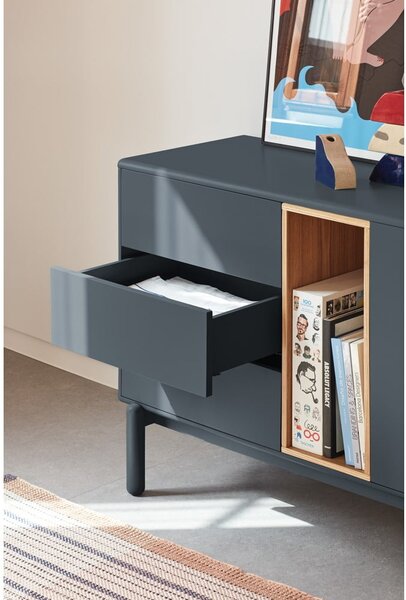 Cassettiera bassa grigio scuro 180x76 cm Corvo - Teulat