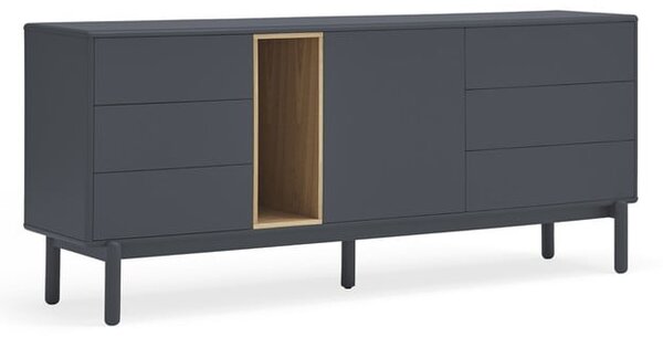 Cassettiera bassa grigio scuro 180x76 cm Corvo - Teulat